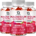 Magnesium Glycinat Gummies 400 mg med 100 mg Composite magnesium - Chelated Magnesium Kalium Supplement med D-vitamin, B6 understøtter rolig, søvn, hukommelse og muskelkramper, sukkerfri - 180 Gummies
