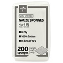 Medline 4 x 4 Tommer Gauze Sponges, Non- sterile 8- Ply vævet Gauze, 100% bomuld, Ideel til Sår Klædning, Sårpleje, Generel førstehjælp, pakke af 200