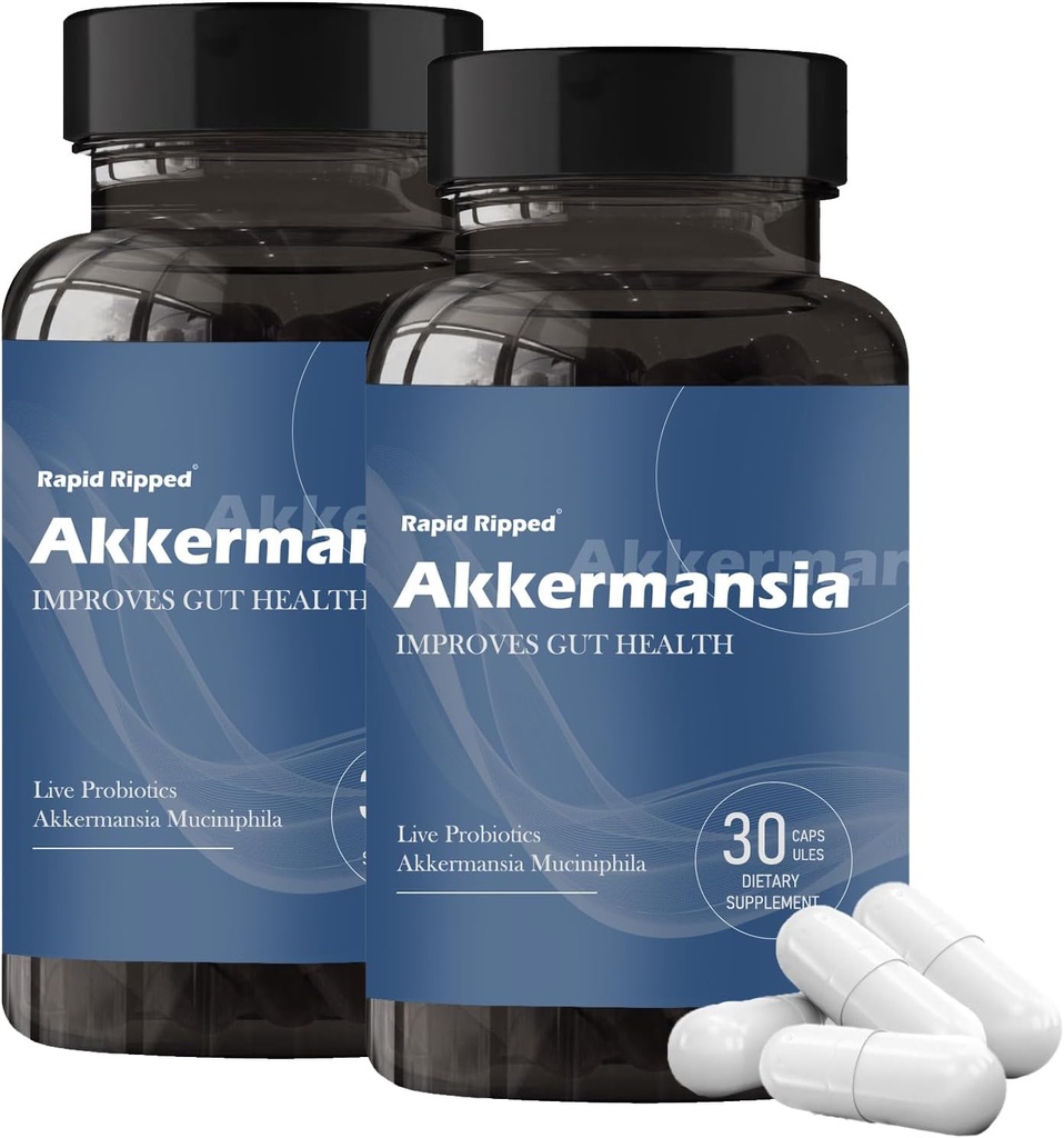 Akkermansia Probiotisk med Prebiotic Fiber - Øger GLP-1 Produktion, Forsinket Udgivelse, Third- Party Testet, 100M AFU Live Strain for Gut Sundhed for mænd og kvinder (2 stk)