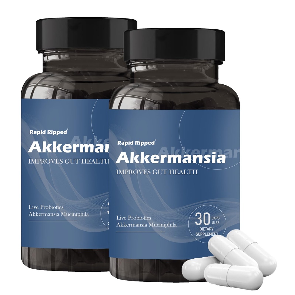 Akkermansia Probiotisk med Prebiotic Fiber - Øger GLP-1 Produktion, Forsinket Udgivelse, Third- Party Testet, 100M AFU Live Strain for Gut Sundhed for mænd og kvinder (2 stk)