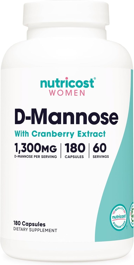 Nutricost D- Mannose med tranebær Uddrag til kvinder 1300mg 180 Kapsler