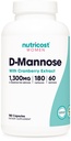 Nutricost D- Mannose med tranebær Uddrag til kvinder 1300mg 180 Kapsler