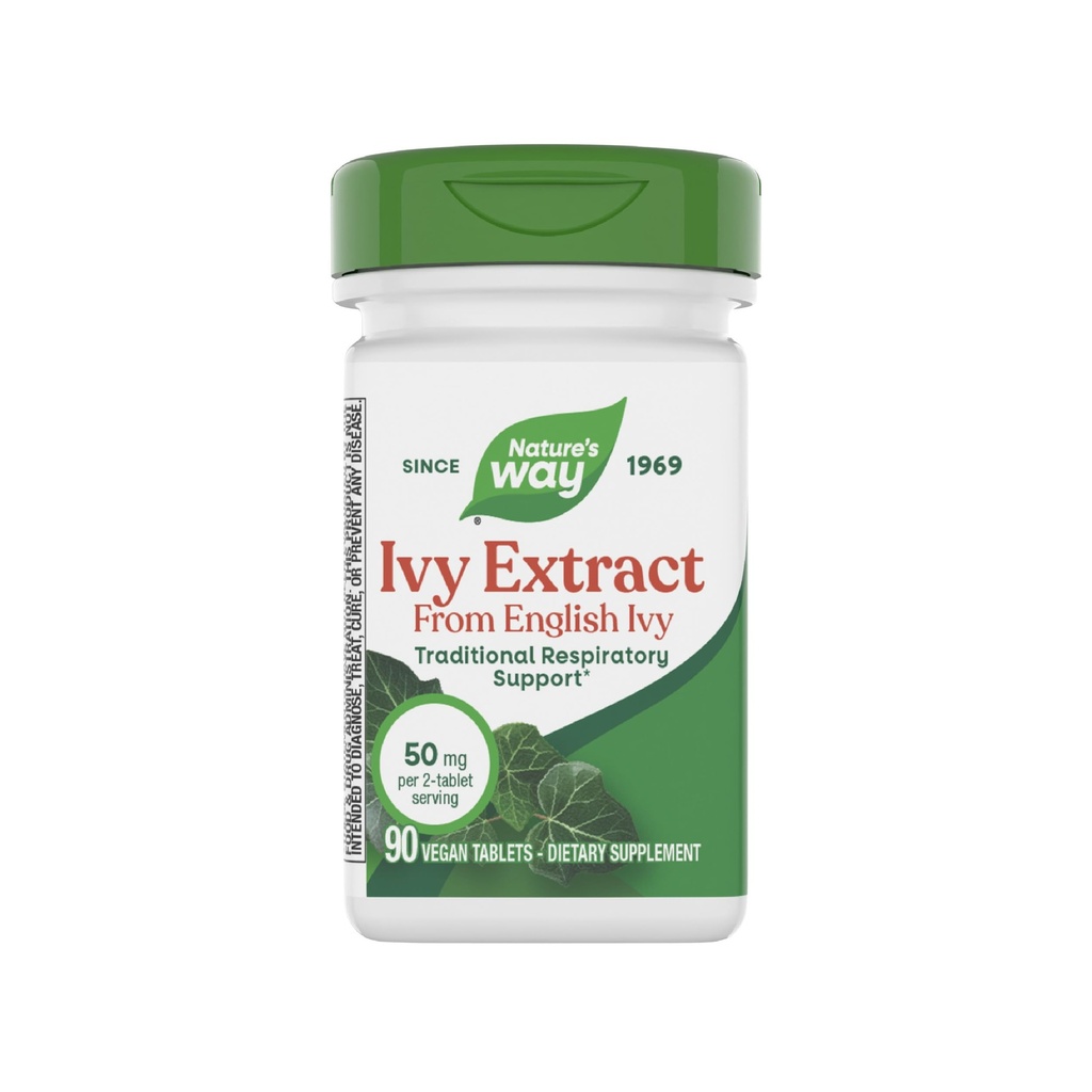 Nature 's Way Ivy Extract fra engelsk Ivy Leaf, Traditional Respiratory Support *, 50mg Per Serving, 90 tabletter