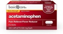 Basic Care Extra Strength Pain Relief, Acetaminophen Caplets, 500 mg, 225 Tælling