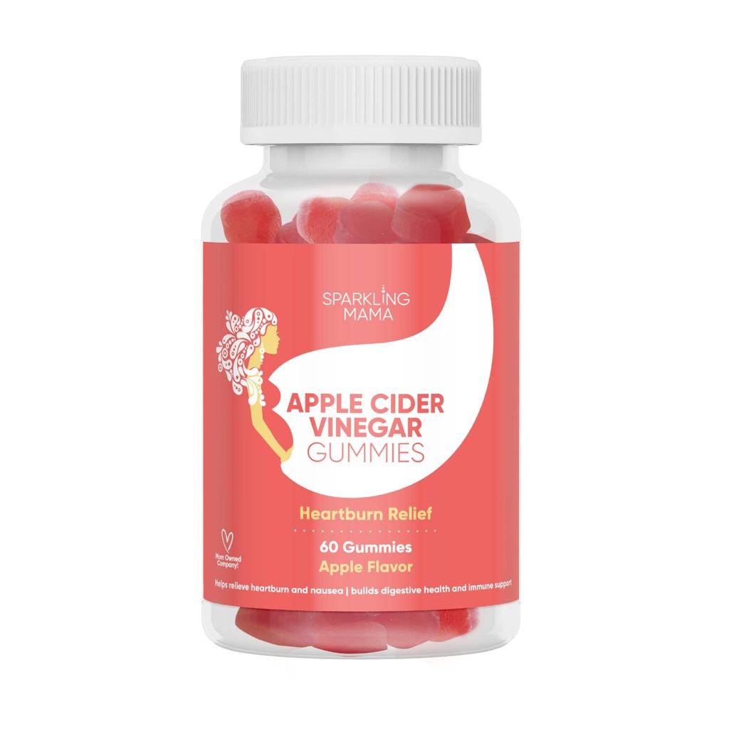 Spytning Mama Apple Cider Vincils Gumies 124; Apple Flavor, (Heartburn Relief + Morning Sygdom, Muskelkramper), 60 Gummies (2-Pack)