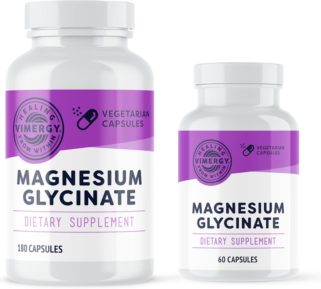 Vimergy Magnesium Glycinat (180 kapsler) og (90 kapsler) Bundle