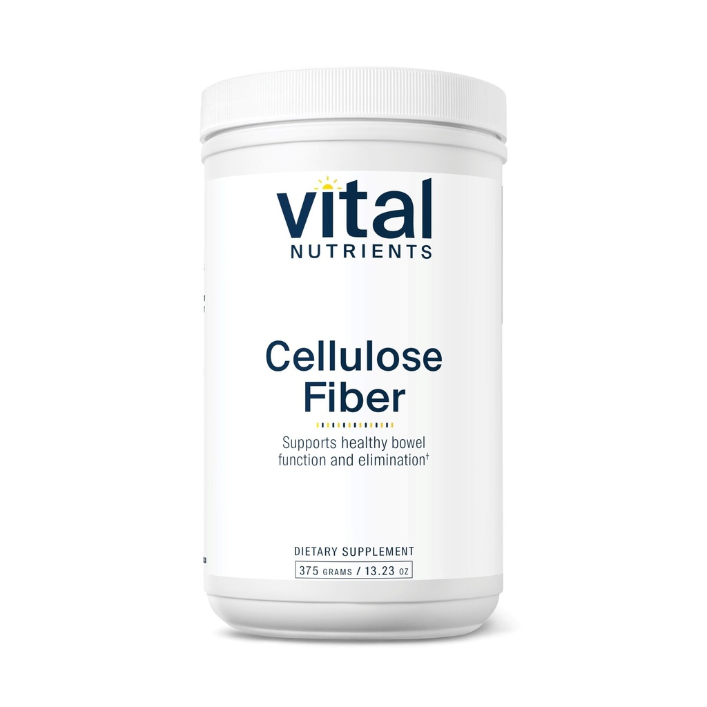 Vital Nutrients Cellulose Fiber Powder Б124; 375g Cellulose Inopløselig Fiber Powder Б124; Fiber Supplement Powder Understøtter sund tarm Funktion Б124; Gluten, Dairy, Soy Free