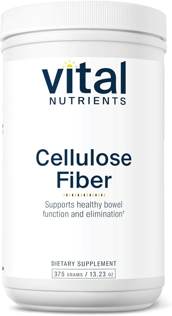Vital Nutrients Cellulose Fiber Powder Б124; 375g Cellulose Inopløselig Fiber Powder Б124; Fiber Supplement Powder Understøtter sund tarm Funktion Б124; Gluten, Dairy, Soy Free