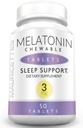 Mauricettes Natural Melatonin 3 mg tyggetabletter - hurtig virkende 3 mg sovetryne piller til børn, Teens, og voksne, Unflavored, Ikke-addictive, Opløselig søvn support, 50 tyggetøj