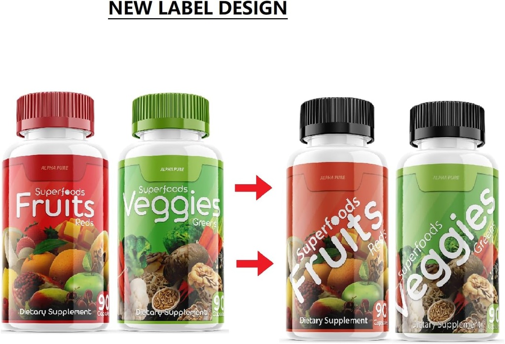 Superfood Reds Frugt og grønne 180 Kapsler Grøntsager Frugt og grøntsager Superfood Budding 124; Naturlig balance på 90 Frugtkapsler, 90 Veggie Kapsler til mænd, kvinder Vitamin og Min