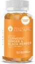 ZENZSUAL gurkemeje, Ingefær, og Black Pepper Gummies - Sukker Free Kosttilskud - immunforsvar, sund hud, fælles sundhed, Combat Hævelse naturligt (60 naturlige Peach Flavored Gummies)