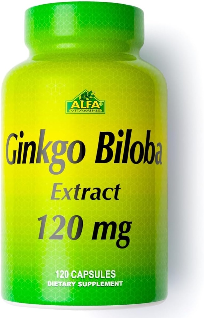 ALFA VITAMINS Ginkgo Biloba 120mg understøtter Brain Function & Memory Support - 120 kapsler