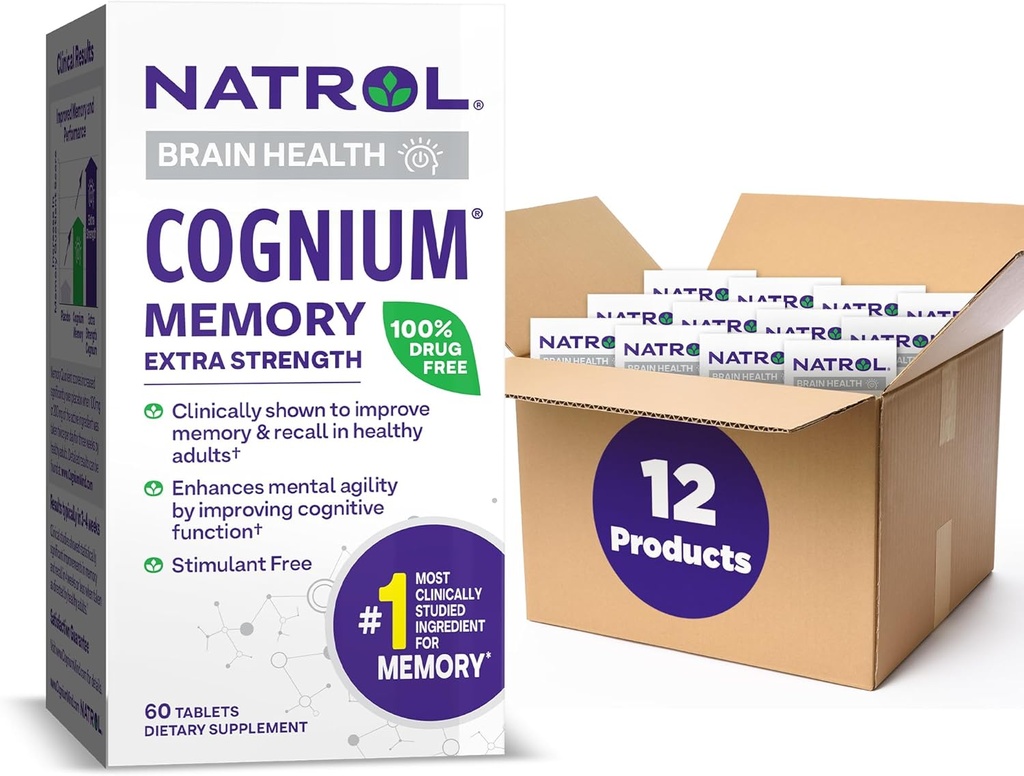 Natrol Standard Cognium Extra Strength, White, 60 Count (Pack of 12)