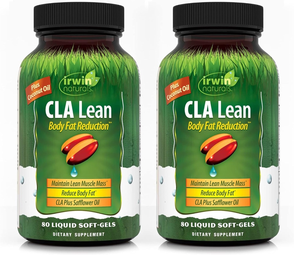 Irwin Naturals CLA Lean Body Fat Reduction - hjælper med at reducere kropsfedt & øge muskel Tone - 80 flydende blød- geler (pakke med 2)