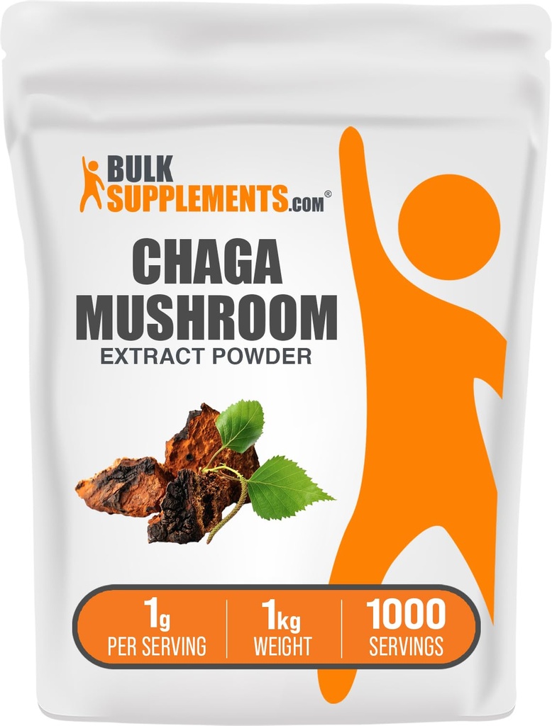 BulkSupplements.com Chaga Mushroom Extract Powder - Mushroom Supplement, fra Chaga Mushrooms - 1000 mg Chaga Powder Extract per Serving, Gluten Free (5 kilogrammer - 11 lbs)
