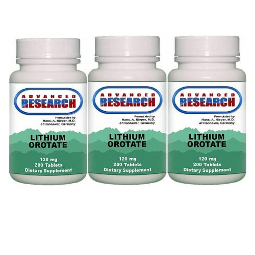 Dr. Hans Nieper Lithium Orot Tablets, 120 mg, 3Pack (200 Tæl hver)