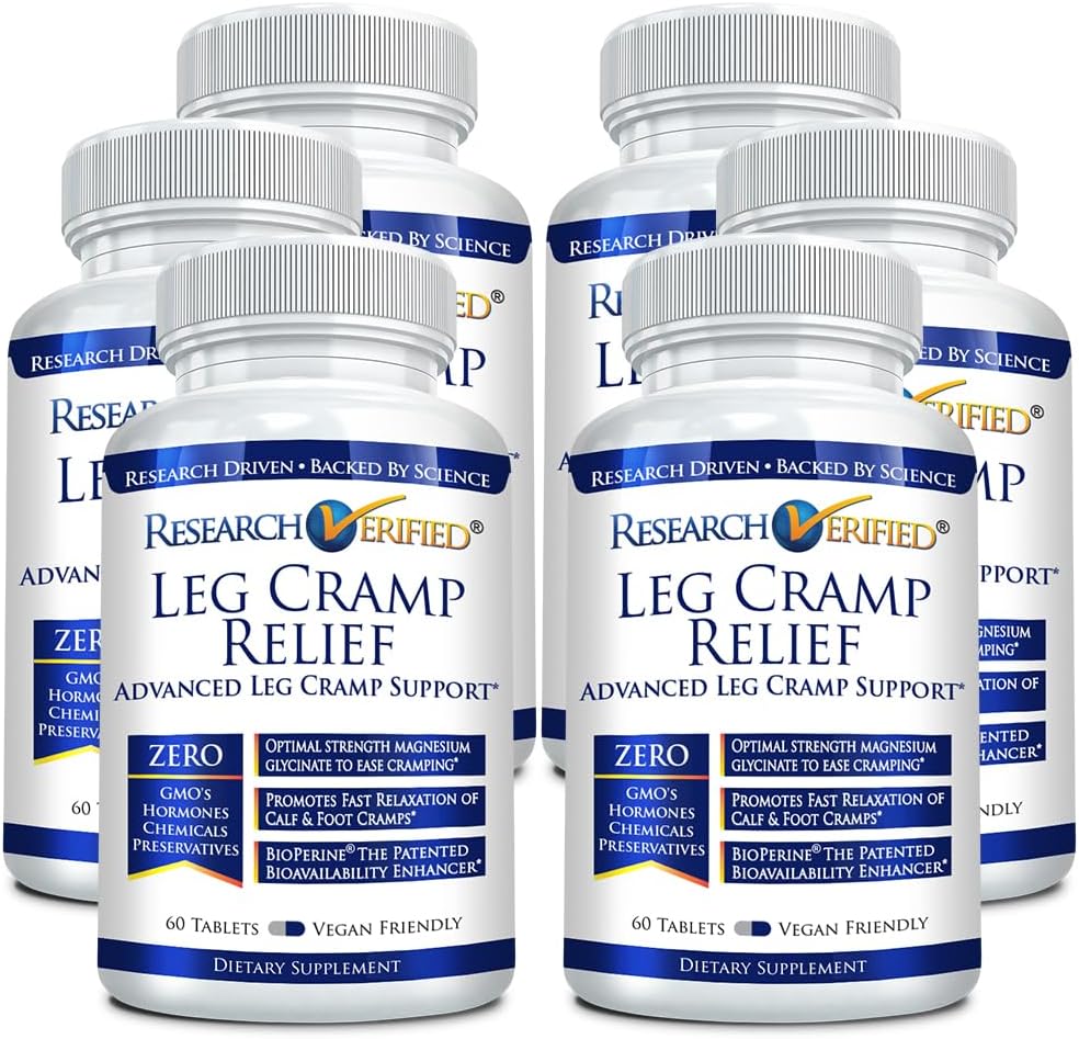 Forskning Verificerede ben kramper - Magnesium, B Vitamin, Ingefær, Kamille, BioPerine - Circulation Support - Vegan - 6 Måned Supply