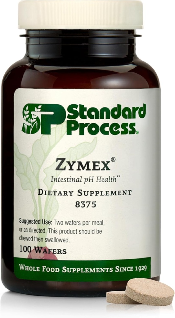 Standard Process Zymex Wafers - Supplement til fordøjelsessystemet & Gut Health - Giver pH & Intestinal Tract Support - Vegetar & Non- Soy - 100 Wafers (50 Tjenester)