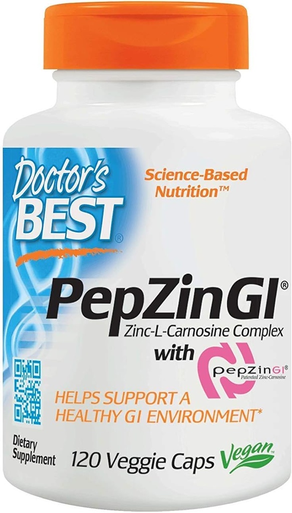 Doctor 's Best Zink Carnosine Complex med Pepzin Gi Veggie Caps, 120 Greve