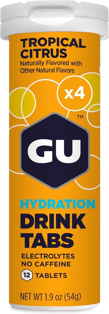 GU Energy Hydration Electrolyte Drink Tablets, 4-greve (48 Servere), Tropical Citrus