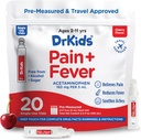 Dr. Kids Children 's Pain and Fever Medicine - Acetaminophen for Kids Age 2- 11, Præ- Målt Single- Brug hætteglas til hovedpine, Sore Hals, Cold and Flu, Cherry Flavor, 20 Greve (Pack of 1)