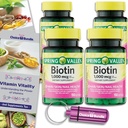 Valg Bundle Spring Valley Biotin Softgels 1000mcg Kosttilskud til hår hud nail sundhed 150 Ct 4 pk (600 Total) + Vitamin Guide & Pill Container (6 genstande)!
