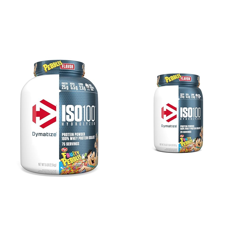 Dymatisere ISO100 Hydrolyseret frugtagtig småsten Protein Powder Bundle, 25g Protein, 5,5g BCAA, 5 Pund + 20 Servering