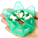 Green Daily Pill Organizer - 7 dage, 1 gang om dagen, Travel Pill Box med 7 afdelinger
