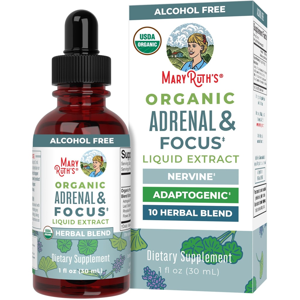 MaryRuth Organics - USDA Organic Brain Nootrop Supplement for voksne med Ginkgo Biloba & Astragalus against 124; Focus & Adrenal Support against 124; Brain & Memory Drops against 124; Vegan Shained 124; Non- GMO has 124; Gluten Free Shaints 124; 30 Servering