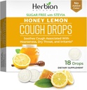 HERBION Naturals Hoste Drops, Sugar- Free with Stevia, Kosttilskud, Sodthes Hough, for voksne og børn over 6 år, 25 Drops Hver (18 Greve (pakke med 1), Honning Lemon)