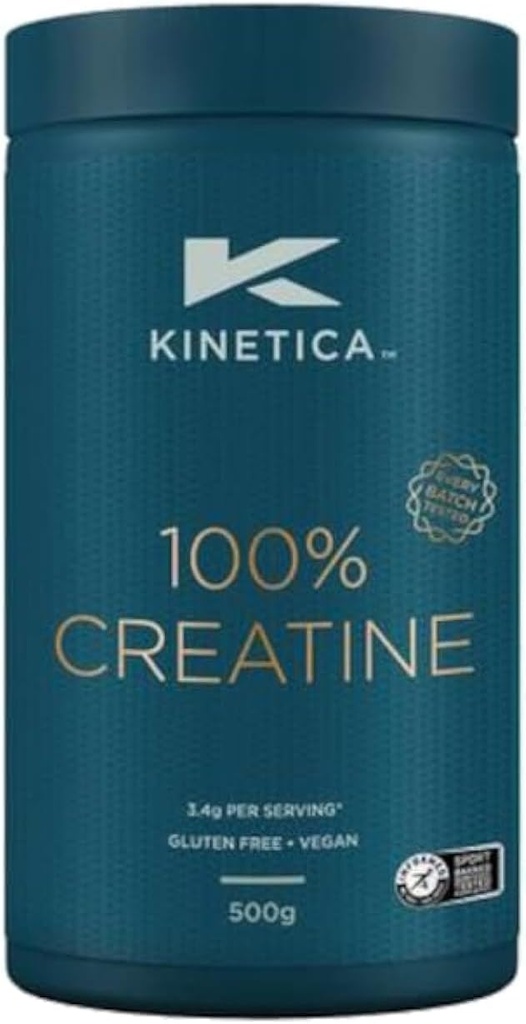 Kinetica 100% Creatin monohydrat pulver, 147 Servering, Creapure Creatin. Ernæringstilskud, Vegan & Gluten Free 500g