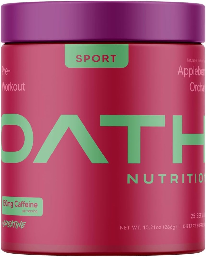 Eath Nutrition Sport Sugar Free Pre- workout pulver, Appleberry Orchard, Indeholder Creatinine monohydrat, Koffein og Beta Alanine, Pre Workout pulver til kvinder og mænd, 25 Servering