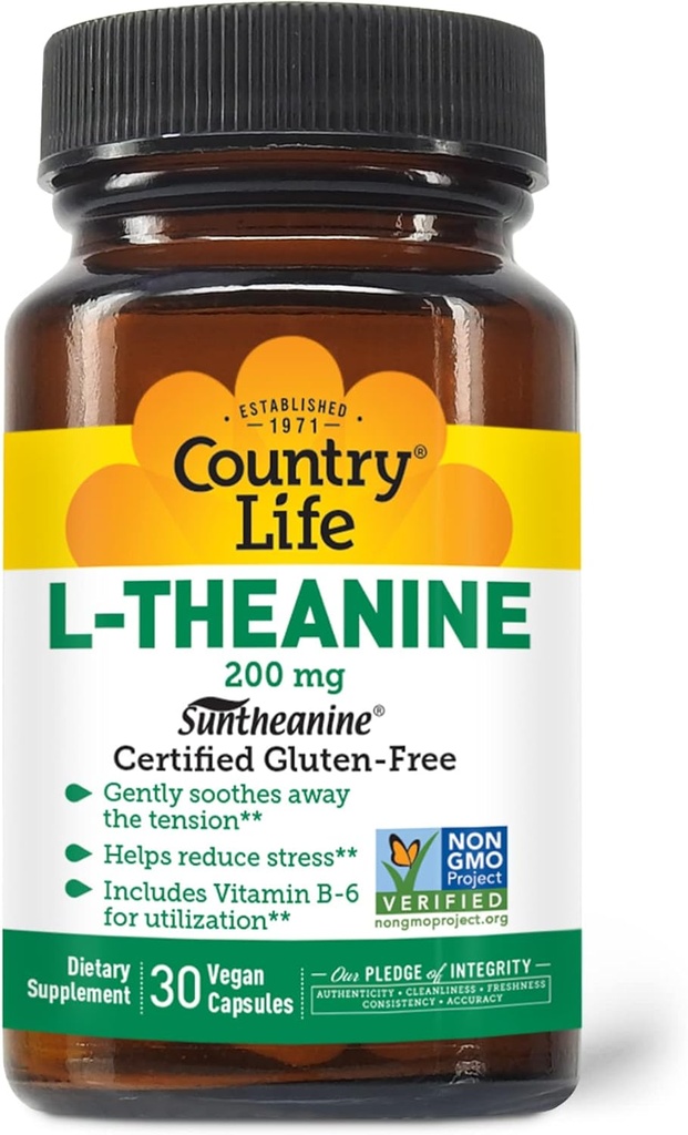Country Life L- Theanine - 200 mg - 30 vegetariske kapsler