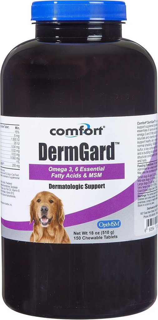 Kala sundhed Comfort DermGard Hud og Coat supplement til hunde, 150 greve, understøtter sund hud, Shiny & Reducere overdreven afføring, Indeholder MSM, Fish Oil & Omega 3, 6, og 9 essentielle fedtsyrer