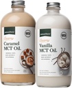 Natural Force Creamy Vanilla + Creamy Caramel MCT Oil Bundle - Glutenfri, Ikke GMO, emulgerede MCTs fra Organic Coconuts - Keto, Paleo og Vegan - 2x 16 Ounce Glass Flasker
