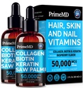 Flydende collagen peptider til kvinder - Serum Complex med Biotin Vitamin, Hydrolyzed Keratin Protein og Saw Palmetto - Omfattende formel for hår, hud og negle Wellness - 2fl oz (pakke med 2)