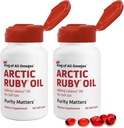 Arctic Ruby Oil - Omega 3 tillæg med Astaxanthin 2 mg - Indeholder essentielle fedtsyrer & antioxidanter - Understøtter hjerte, hjerne, øje, hud, fælles & immunforsvar - 60 Softgels (2 Pack)
