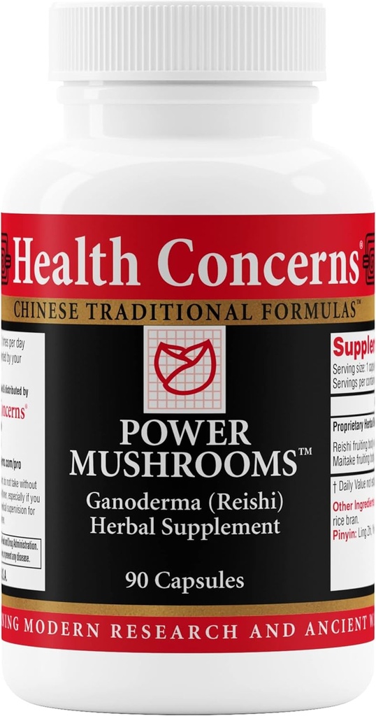 Sundhed Bekymringer Power Mushrooms - Immunsystemet & Natural Energy Support - Adaptogen Mushroom Supplement med Reishi, Tremella, Maitake, Poria - Traditional Kinesisk Herbal Supplement - 90 Kapsler