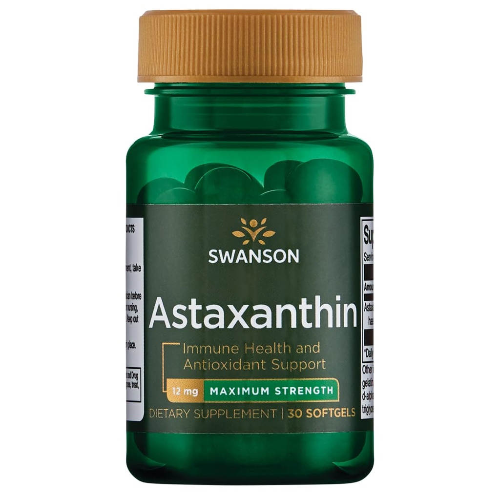Swanson Maksimal styrke Astaxanthin 12 Milligram 30 Sgels
