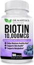 Potent biotin (vitamin B7) 10,000 mcg med vitaminer D & E Supplements124; 180 Greven 124; Hår, hud og nakkestøtter 124; For tykkere og stærkere hårvækst 124; Sund, ungdommelig hud & stærke nakkestøtter 124; Energistøtte