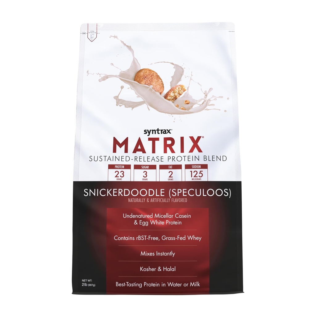 Syntrax Nutrition Matrix - Vedvarende-Release Protein Blend, Snickerdoodle 2 lbs. Real Cookie stykker