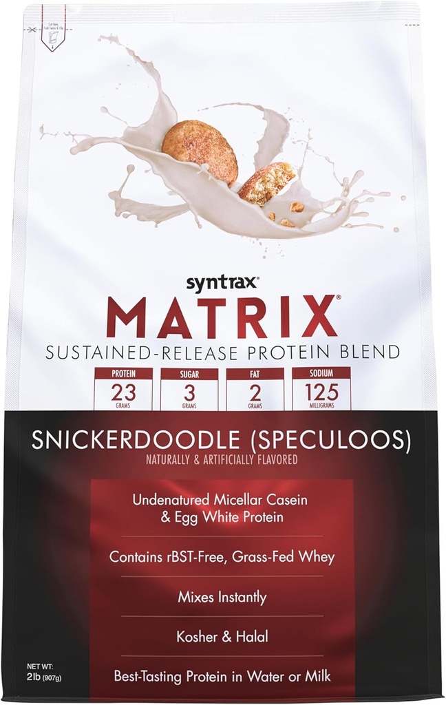 Syntrax Nutrition Matrix - Vedvarende-Release Protein Blend, Snickerdoodle 2 lbs. Real Cookie stykker
