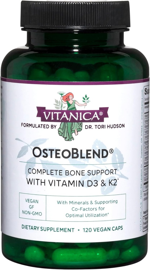 Vitanica, OsteoBlend, Knoglestøtte, Vegan, 120 Kapsler