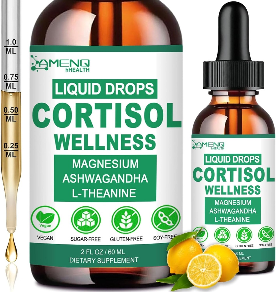 2 Pack Cortisol Kosttilskud til kvinder & mænd, 16- in-1 Cortisol Calm Reducer Detox Manager w. Magnesium, Ksm- 66 Ashwagandha L- Theanine Phosphatidylserin til nedre cortisol, Recess Mood, Slap af, sove