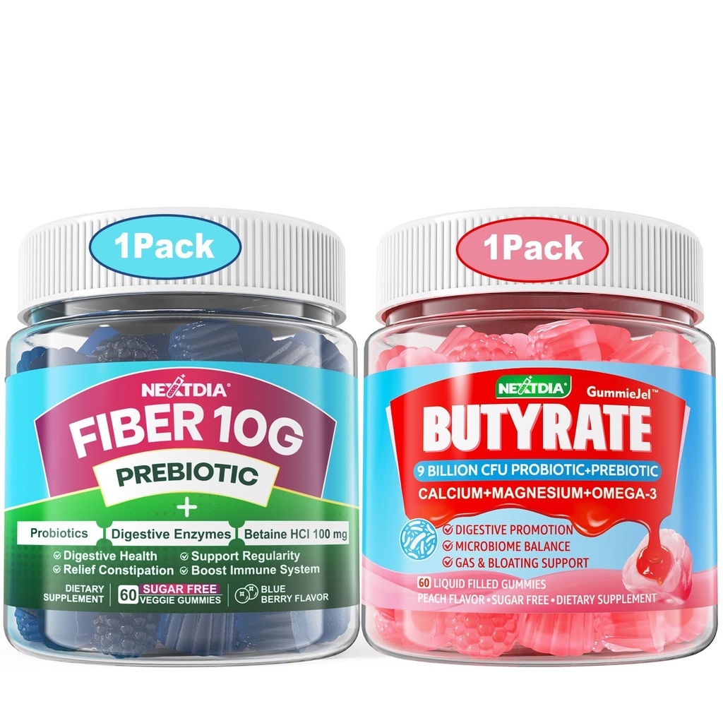 Butyrate Gummier med Probiotika + Prebiotika + Postbiotika + Fiber Gummier til voksne