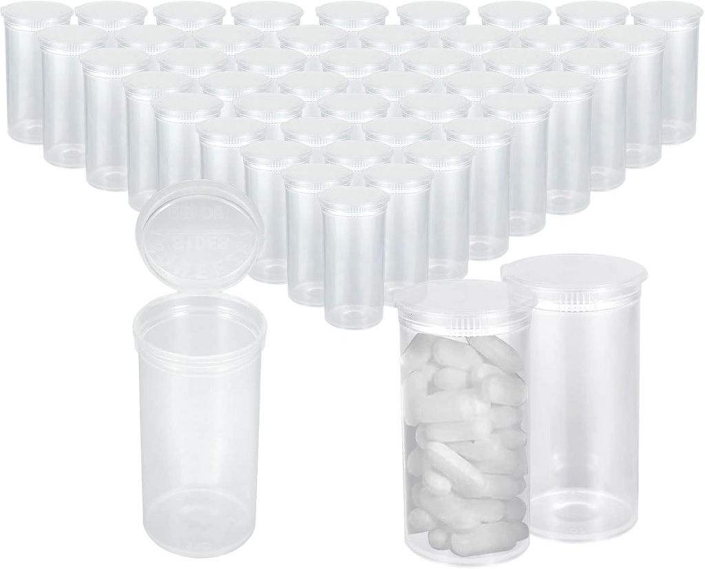 DAJAVE 100 Pack13 Dram Tomme Pill Flasker med Pop Top Caps Plastic Medicine Flasker Præskription Hætteglas receptpligtig flaske Medicin Container til piller, håndværk, slik, kosttilskud