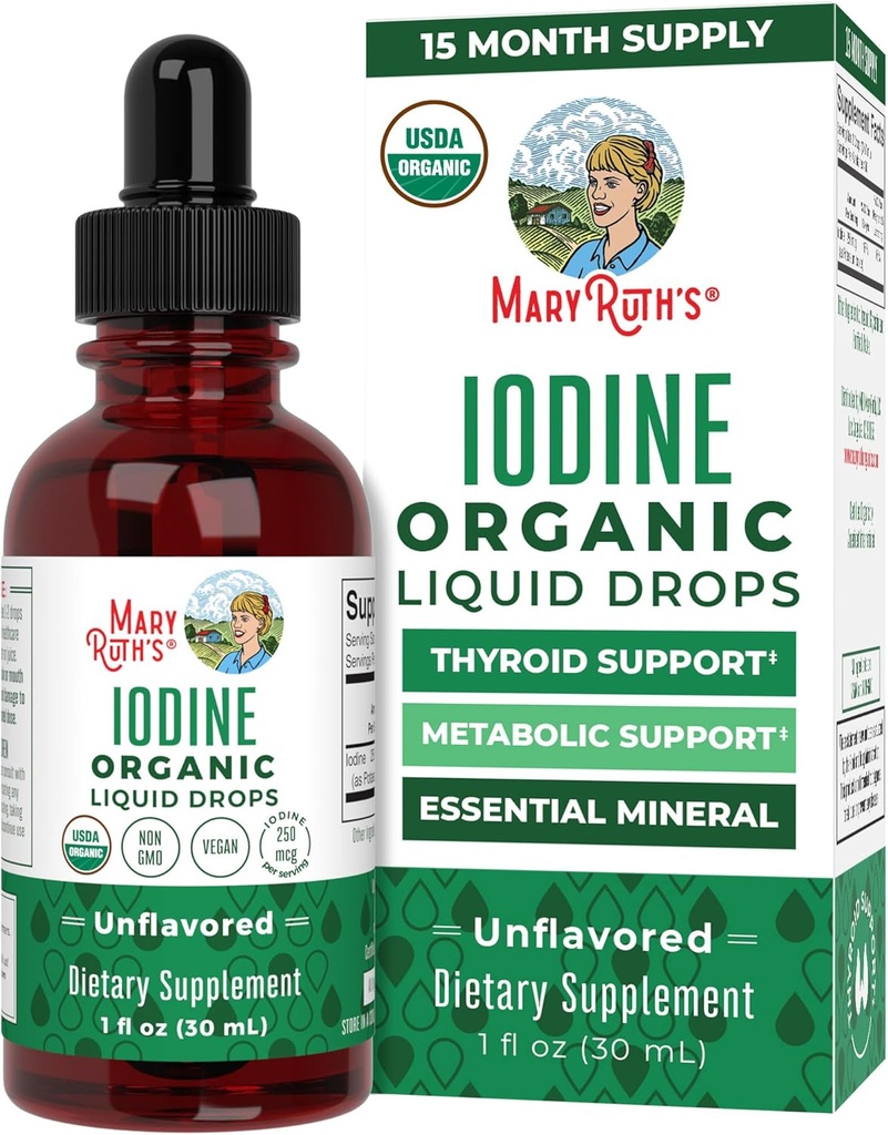 MaryRuth Organics Jod Liquid Drops Mest124; Kalium Iodide Mest124; 1 års levering Mest124; 450 Servere Mest124; Thyroid Health Mest124; USDA Organical Mest124; Vegan Mest124; Non- GMO Mest124; Gluten Free Mest124; 1 Fl Oz