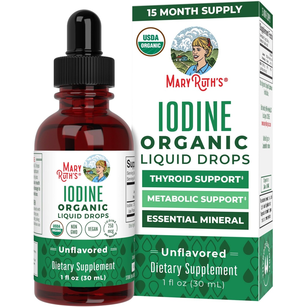MaryRuth Organics Jod Liquid Drops Mest124; Kalium Iodide Mest124; 1 års levering Mest124; 450 Servere Mest124; Thyroid Health Mest124; USDA Organical Mest124; Vegan Mest124; Non- GMO Mest124; Gluten Free Mest124; 1 Fl Oz
