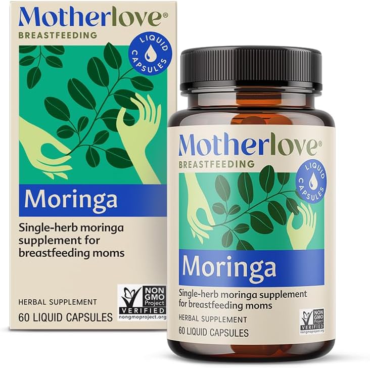 Motherlove Moringa (60 Liquid caps) Amning Supplement til støtte Bryst Milk Supply - ikke-GMO, Økologiske urter, Vegan, Kosher