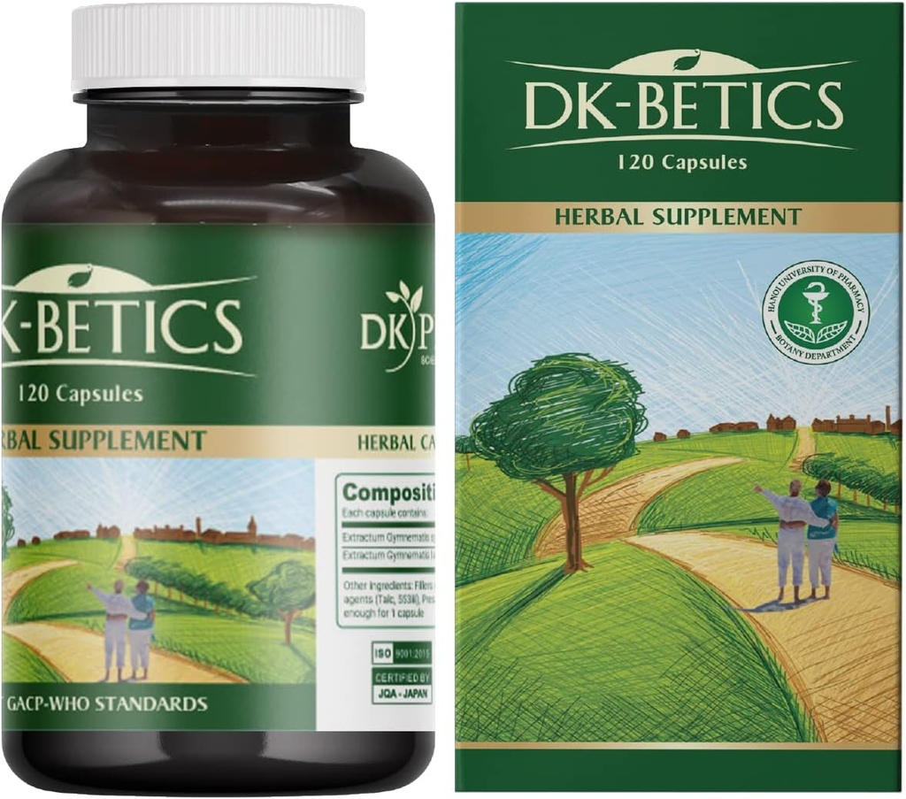 DKBetics Gymnema Sylvestre Health Supplements Gymnema Latifolium - 124; 120 Kapsler, 225mg - 124; Natural Herbal Health Support, GACP - WHO Standards, 1 Måned Supply, 1 Pack